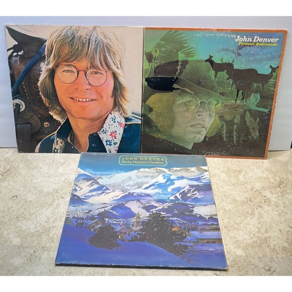John Denver LP Country Folk Rock Lot of 3 Windsong Farewell Andromeda Christmas - Picture 1 of 7